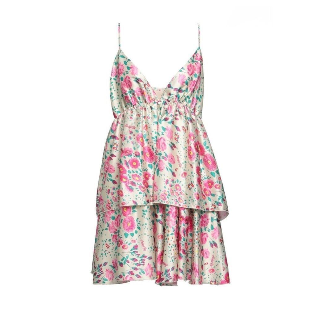 NWT Aniye By Floral Slip Mini Dress Tiered Ruffle Coquette Y2K Pink Medium